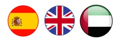 foto de las banderas de España, Inglaterra y Emirados arabes unidos
